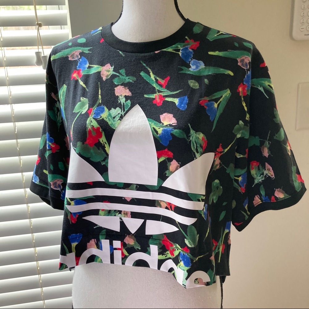 Adidas floral crop Tee